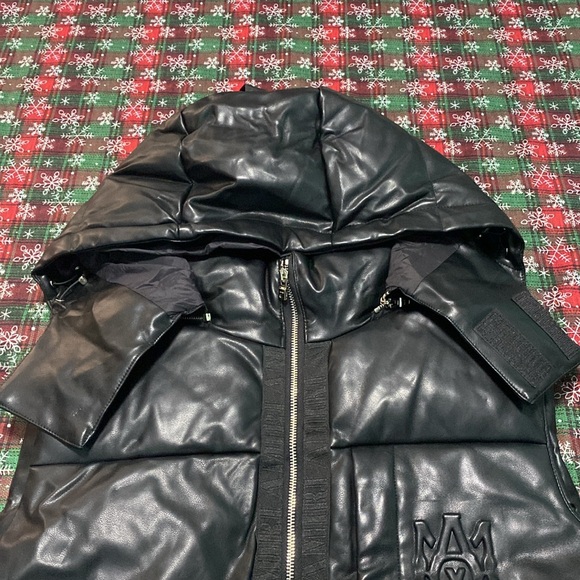 Amiri Men's Down Leather Vest Black - Picture 2 of 12